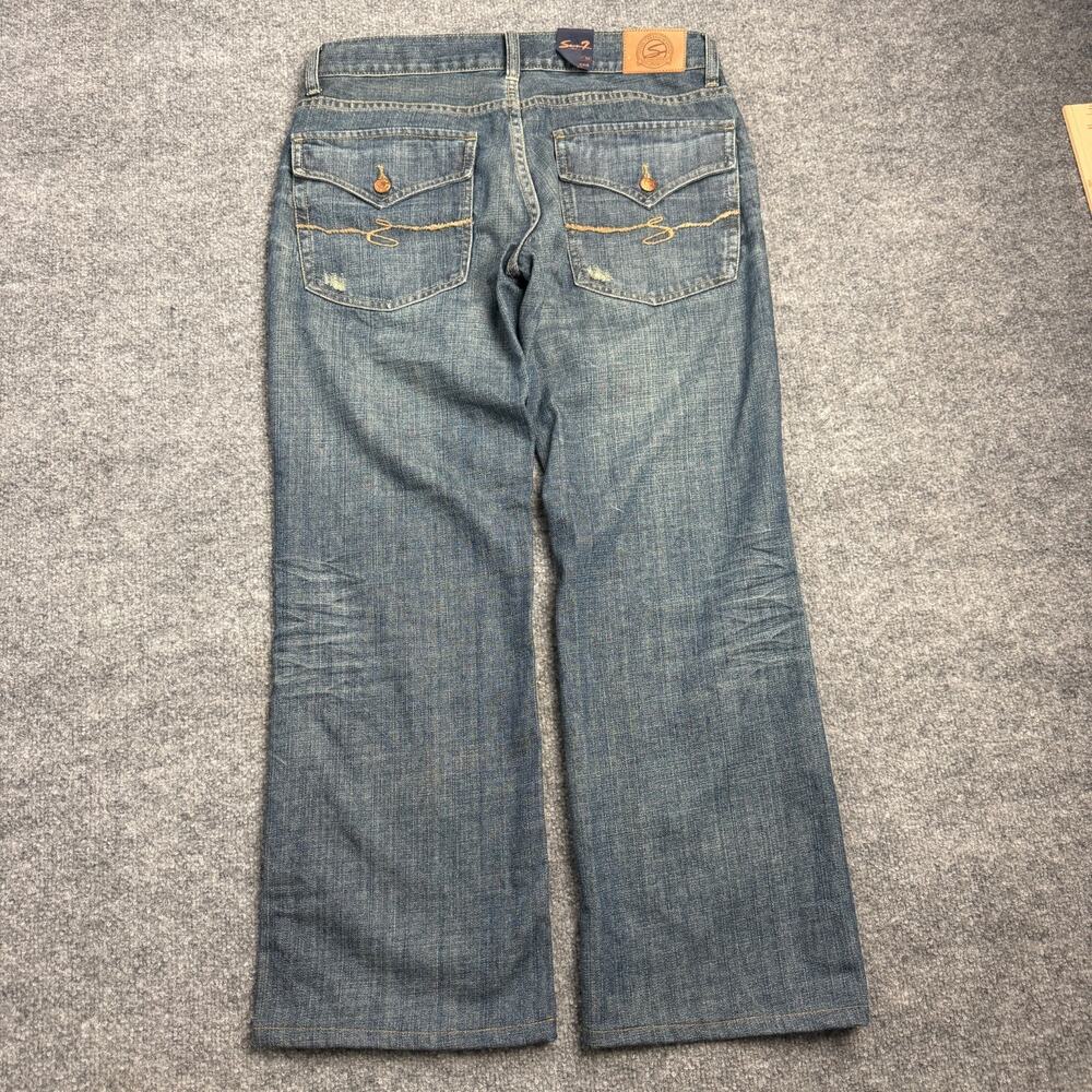 Seven7 SM74 Relaxed Flap Mens Bootcut Jeans Medium Wash Stretch Denim 31x34 - Picture 2 of 9